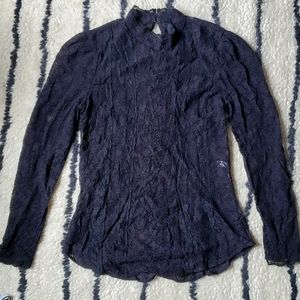 Stretch lace mock neck top